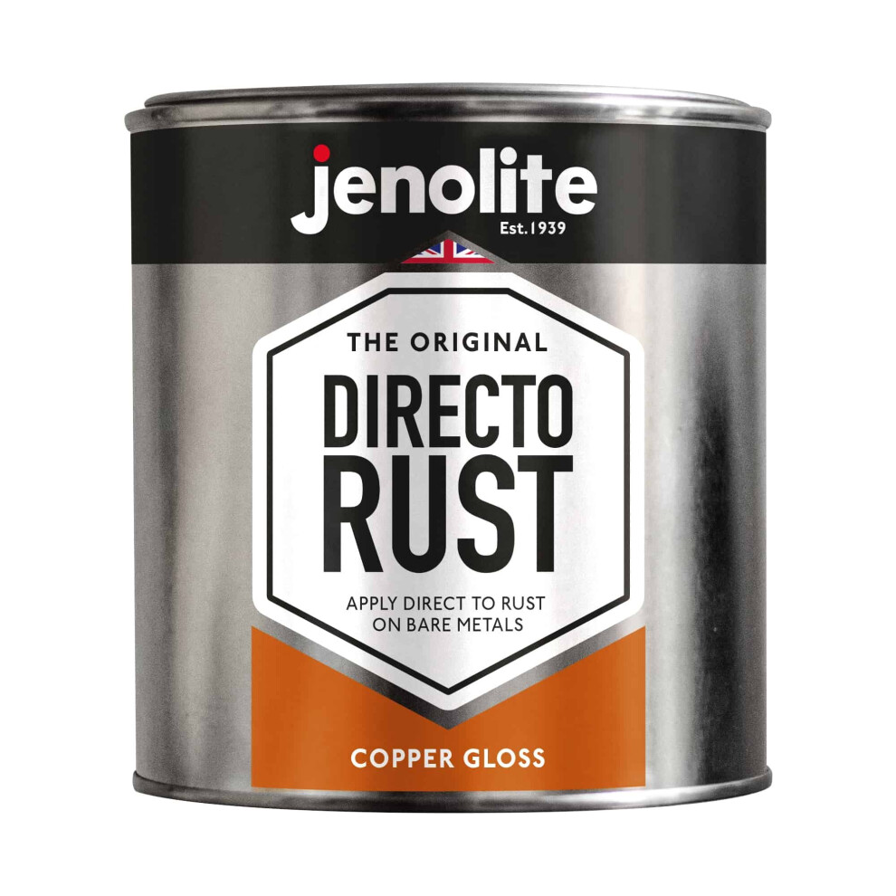 (1 Litre, Copper) JENOLITE Directorust Metallic Gloss Paint  - Apply Direct to Rust - Primer, Undercoat and Topcoat