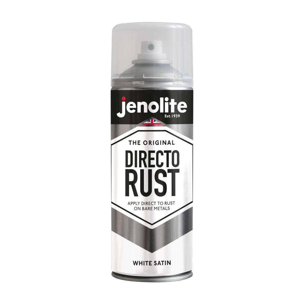 (1 x 400ml, White) JENOLITE Directorust Satin Multi Surface Paint - For Use On Wood, Metal, Plastic, Ceramic & Rusted Surfaces