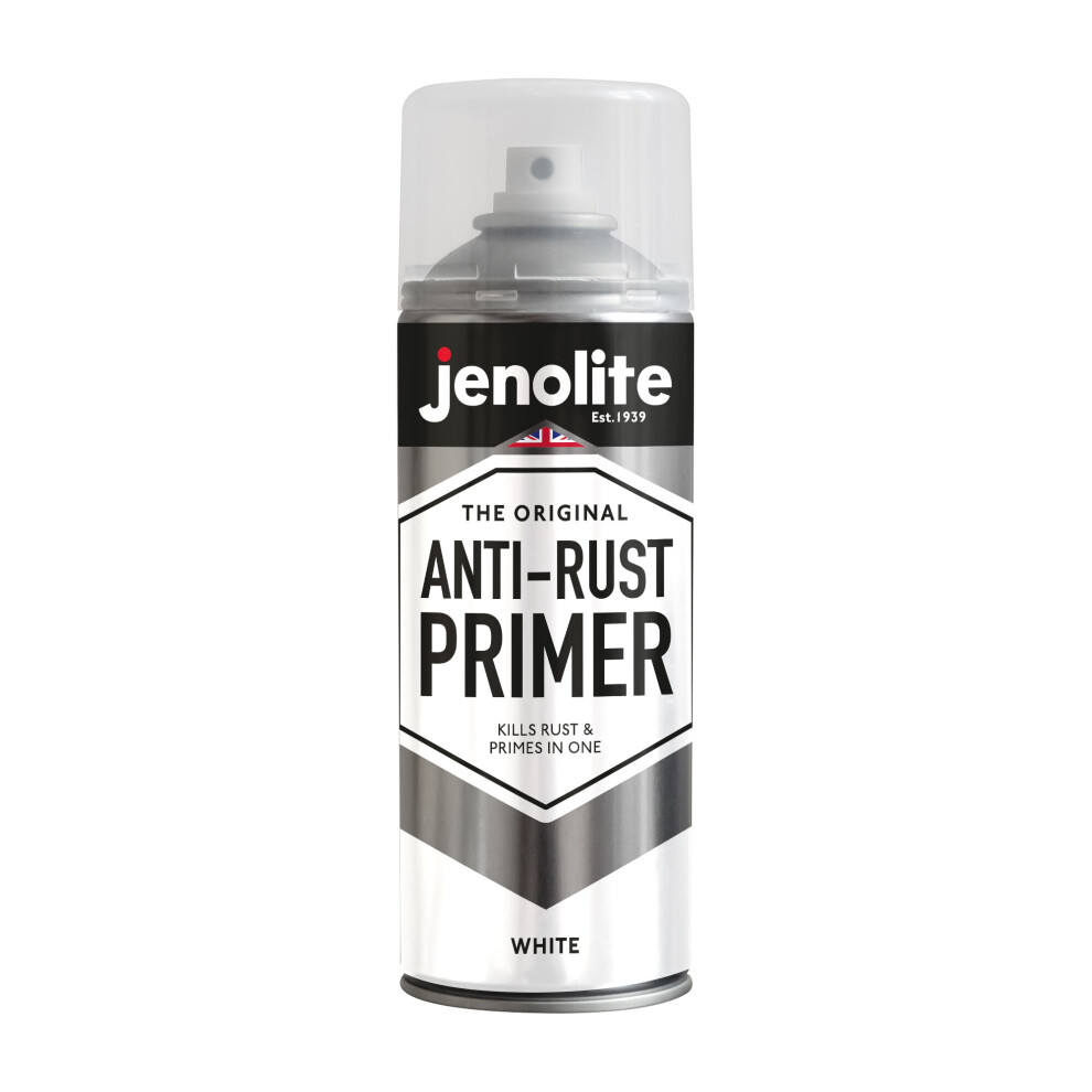 (White, 1 x 400ml Aerosol) JENOLITE Anti-Rust Primer Paint (High performance protection against rust & corrosion)