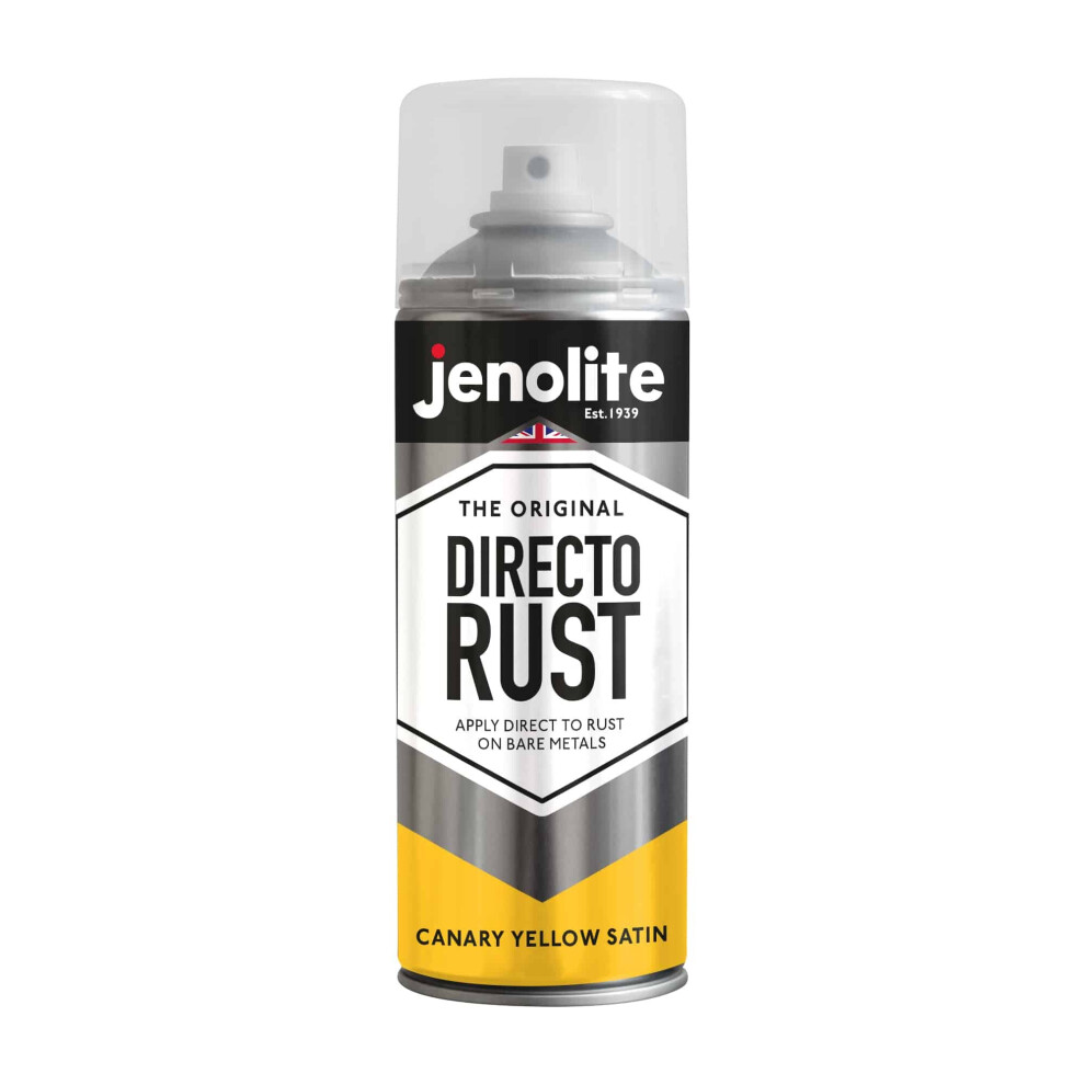 (1 x 400ml, Canary Yellow) JENOLITE Directorust Satin Multi Surface Paint - For Use On Wood, Metal, Plastic, Ceramic & Rusted Surfaces