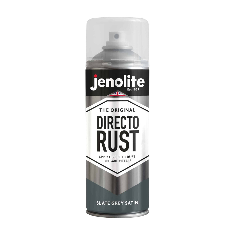 (1 x 400ml, Slate Grey) JENOLITE Directorust Satin Multi Surface Paint - For Use On Wood, Metal, Plastic, Ceramic & Rusted Surfaces