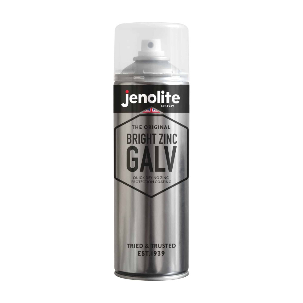 (1) JENOLITE Bright Zinc Galvanising Aerosol Spray Paint  All-in-One Primer & Topcoat - (Superior protection against rust and corrosion) - 500ml