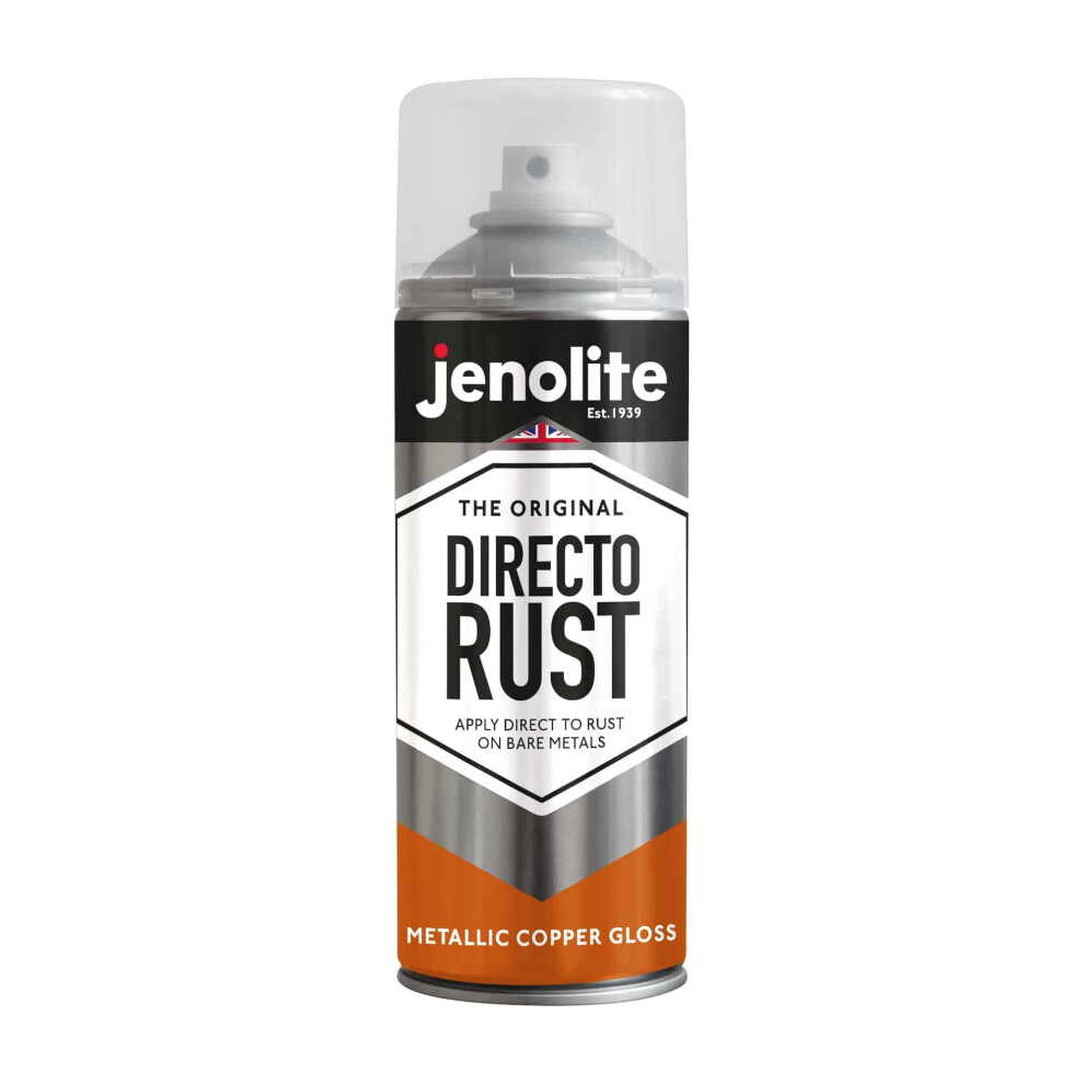 (1 x 400ml, Copper) JENOLITE Directorust Metallic Gloss Paint  - Apply Direct to Rust - Primer, Undercoat and Topcoat