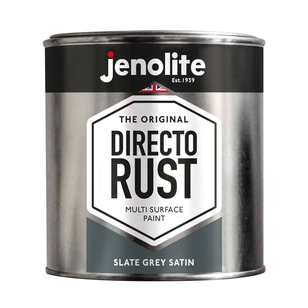 (1 Litre, Slate Grey) JENOLITE Directorust Satin Multi Surface Paint - For Use On Wood, Metal, Plastic, Ceramic & Rusted Surfaces