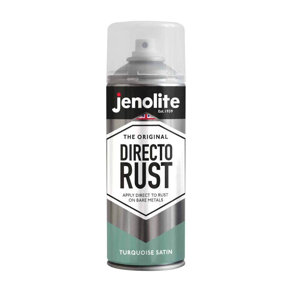 (1 x 400ml, Turquoise) JENOLITE Directorust Satin Multi Surface Paint - For Use On Wood, Metal, Plastic, Ceramic & Rusted Surfaces