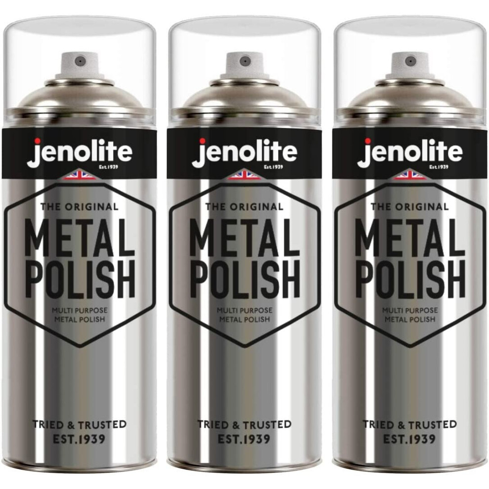 (3) JENOLITE Metal Polish Aerosol - Industrial Grade Polishing Foam - Suitable for Brass, Copper, Chrome, Stainless Steel & Pewter