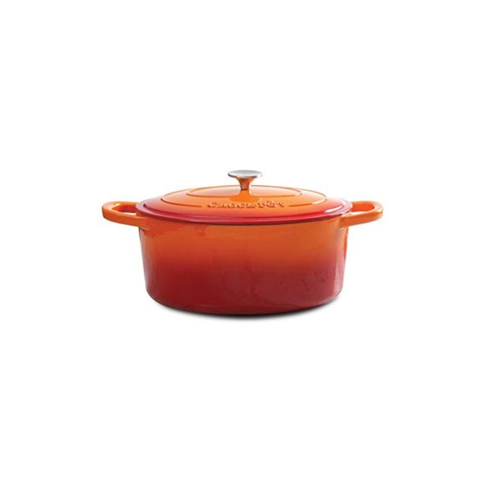 Crock Pot  Artisan 7 Quart Enameled Cast Iron Dutch Oven, Sunset Orange