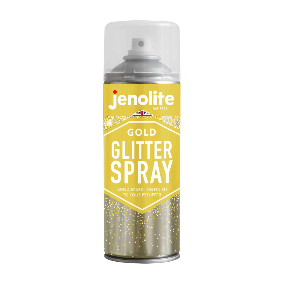 (1, Gold) JENOLITE Glitter Spray Clear Sealant - Perfect for Picture Frames, Mirrors, Ornaments & Crafting