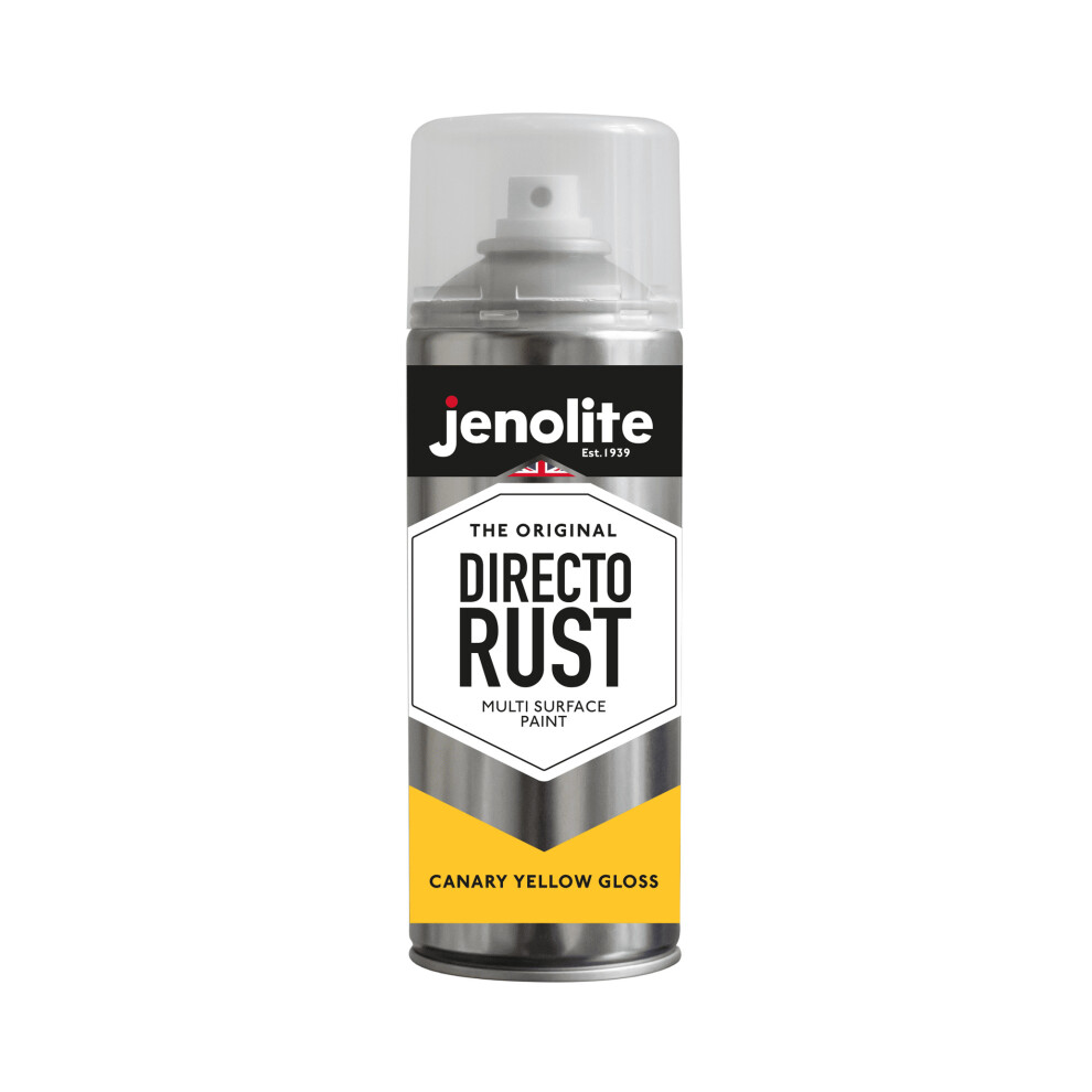 (1 x 400ml, Canary Yellow) JENOLITE Directorust Gloss - Multi Surface Spray Paint - For Use On Wood, Metal, Plastic, Ceramic & Rusted Surfaces
