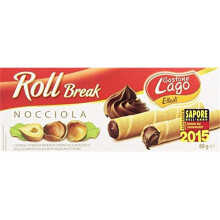 Gastone Lago Roll Break Wafer Cannoli Nocciola Hazelnut Cream, 2.82 oz - Pack of 12