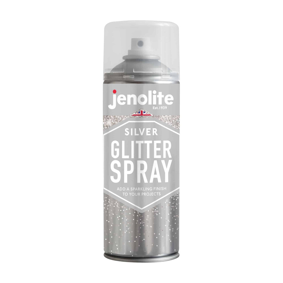 (1, Silver) JENOLITE Glitter Spray Clear Sealant - Perfect for Picture Frames, Mirrors, Ornaments & Crafting