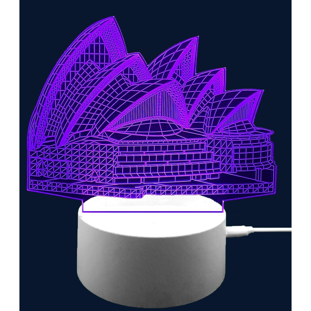 (Opera House) Kids Xmas Gift 3D Illusion LED Night Light Lamps 7 Changing Colors Table Desk