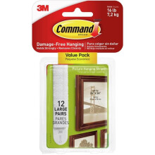 3M Large White Picture Hanging Adhesive Strips - Pack of 12