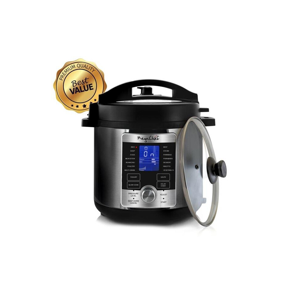 Megachef 6 qt. Electric Digital Pressure Cooker with Lid, Stainless Steel