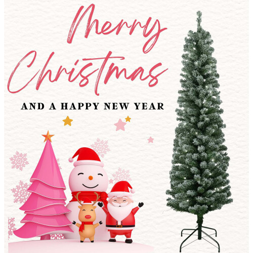(6ft) AAMEN Artificial Slimline Green Pencil Christmas Tree 2