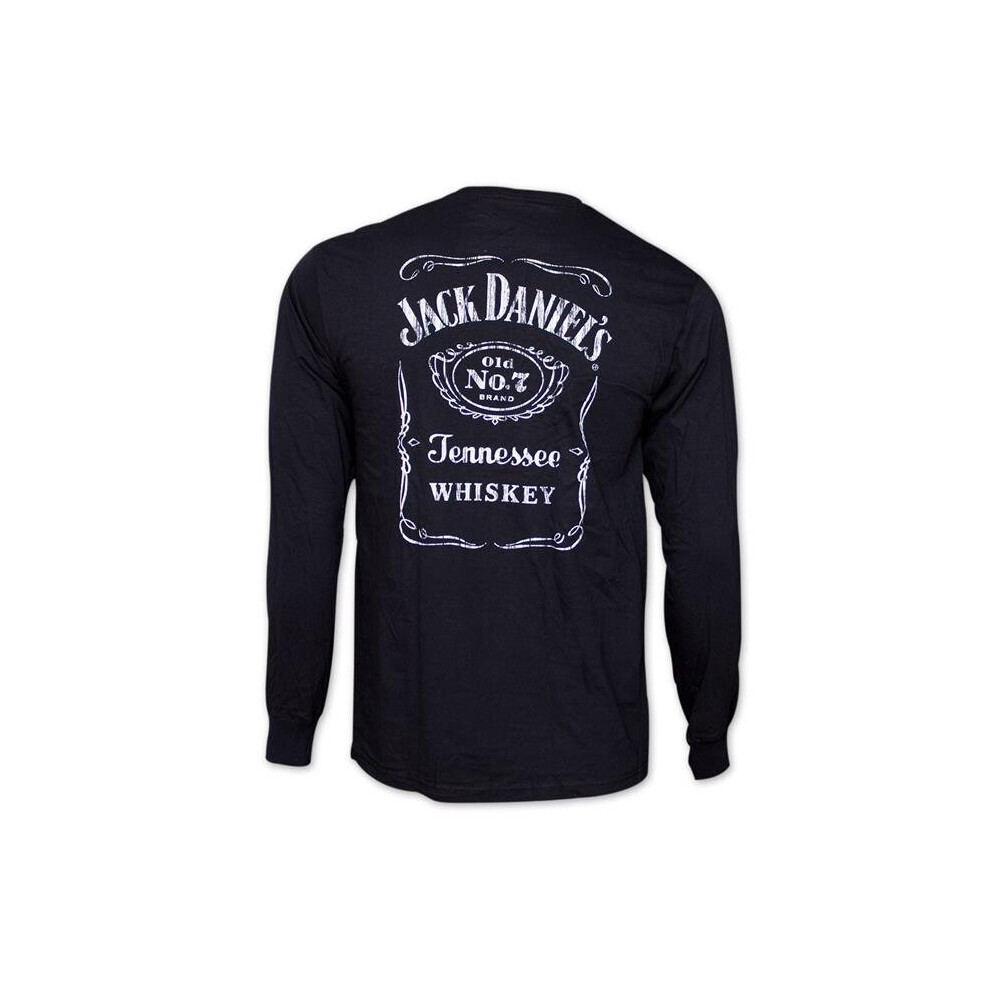 Jack Daniels  Jack Daniels Classic Label Graphic Mens Black Long Sleeve Shirt - Extra Large