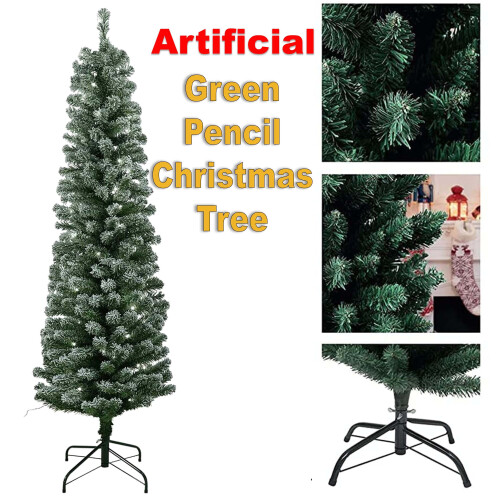 (6ft) AAMEN Artificial Slimline Green Pencil Christmas Tree 1