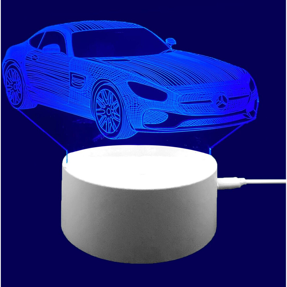 (Mercedes Car) Kids Xmas Gift 3D Illusion LED Night Light Lamps 7 Changing Colors Table Desk