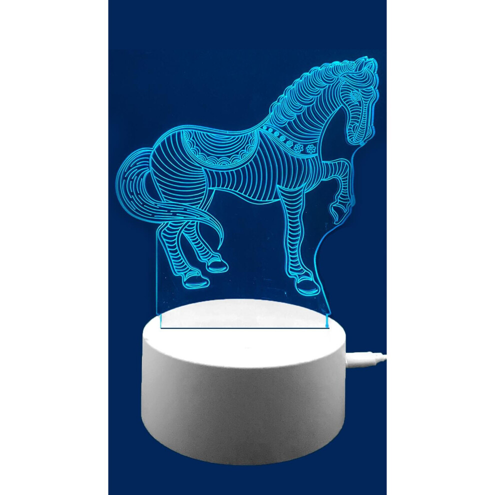 True Face (Horse) Kids Xmas Gift 3D Illusion Led Night Lamps 7 Changing Colors Table Desk Light