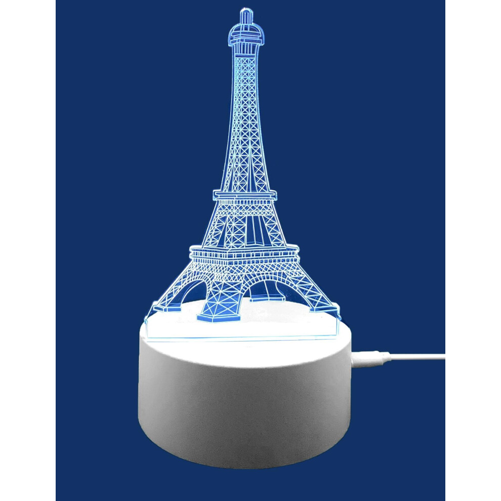 (Eiffel Tower) Kids Xmas Gift 3D Illusion LED Night Light Lamps 7 Changing Colors Table Desk