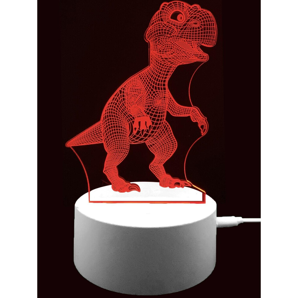 (Dinosaur) Kids Xmas Gift 3D Illusion LED Night Light Lamps 7 Changing Colors Table Desk