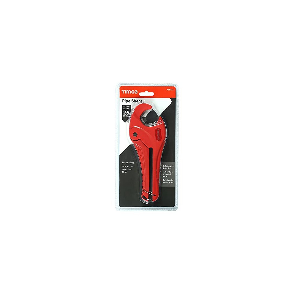 TIMCO Pipe Shears - Hard Wearing - Fast Cutting V-Shaped Blade - Excellent for Use on Plastic Pipe - 0-26mm