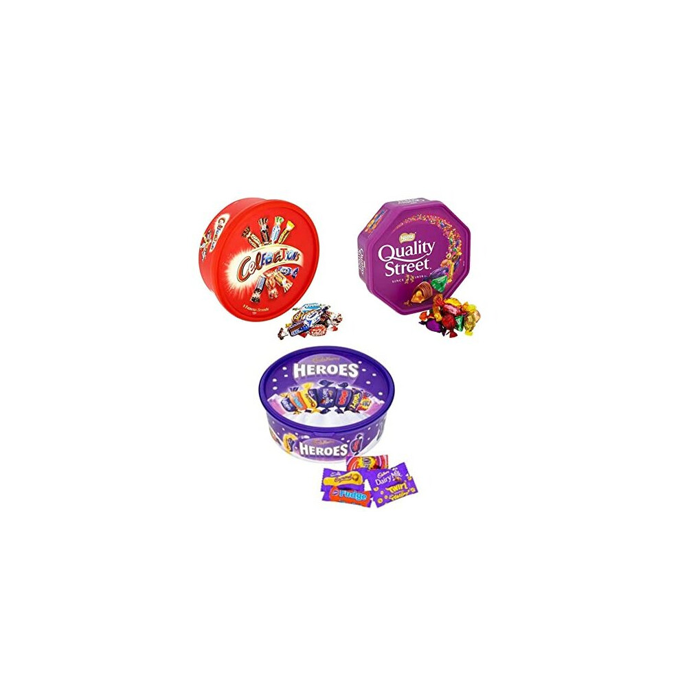 Chocolate Bundle Tubs - Nestle and Cadbury Chocolate Tubs (Pack of 3) - Pack Includes: Heroes, Celebrations and Quality Street