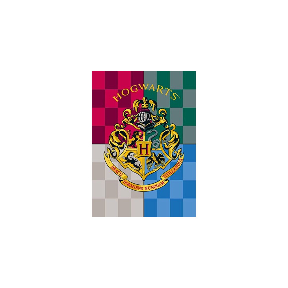 Harry Potter Hogwarts Logo Fleece Blanket 100 x 140 cm, Multicoloured