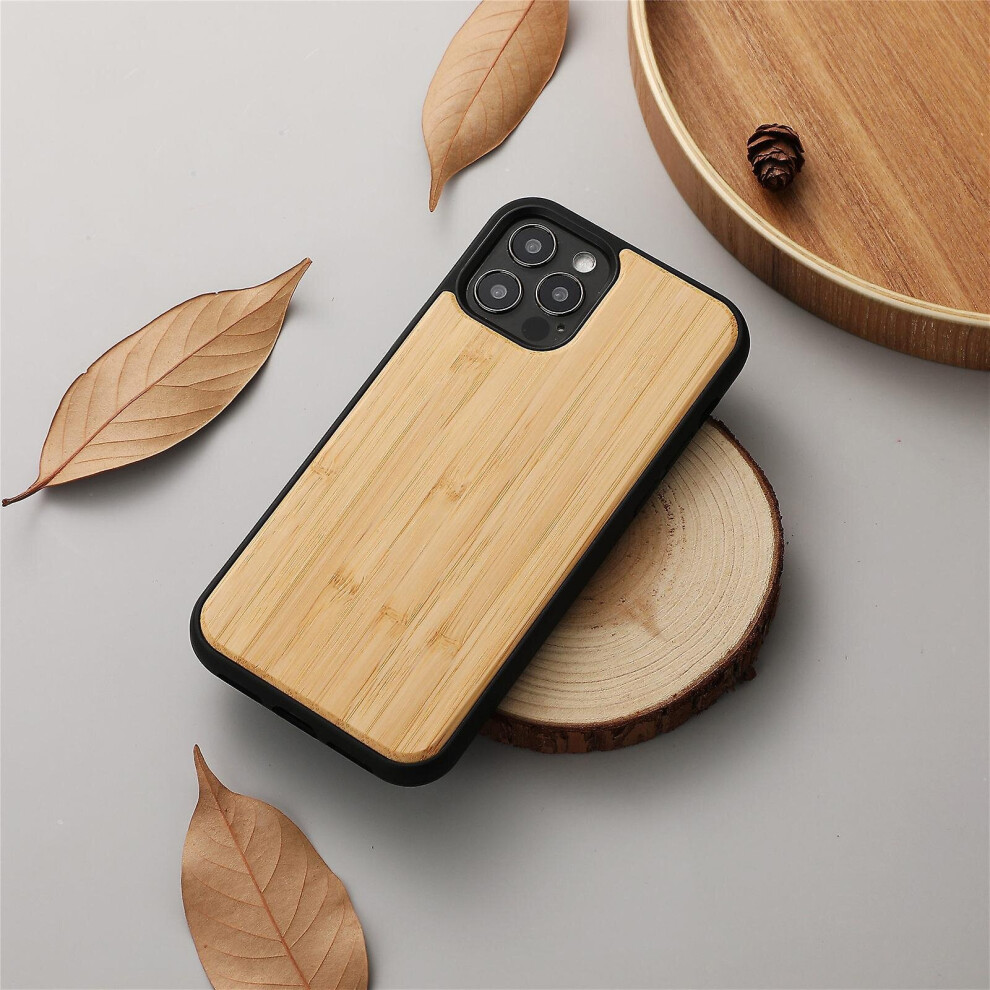 (Bamboo, iPhone14 Pro) Wood Phone Case Tpu Frame Shockproof Phone Cover For Iphone 14 Series