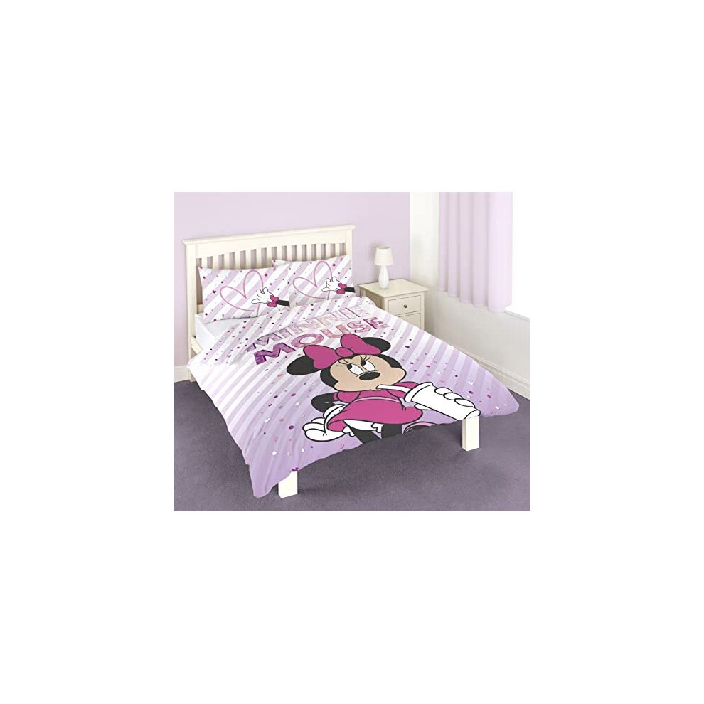 Disney Minnie Mouse Official Double Duvet Cover Set, Pink