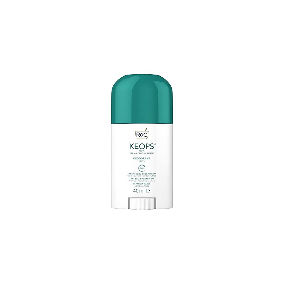 RoC - KEOPS Deodorant Stick - 24 Hours Efficacy - Free of Alcohol, Fragrance and Aluminium Salts - 40 ml