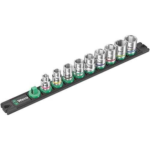 Wera Wera 05005430001 Socket Magnetic Strip B 4 Zyklop Socket Set 3/8 Inch Drive 9-Piece, Black