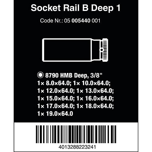 Wera Wera 05005440001 B Deep 1 Socket Spanner Insert Set 3/8 Inch Drive 9 Pieces, Black 1