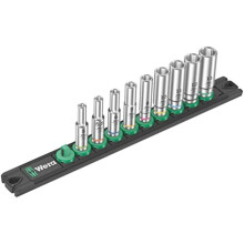 Wera 05005410001 Nut Magnetic Strip A Deep 1 Socket Spanner Insert Set 1/4 Inch Drive 9-Piece