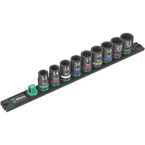 Wera Wera 05005490001 C Impaktor 1 Socket Spanner Insert Set 1/2 Inch Drive 9 Pieces, Black