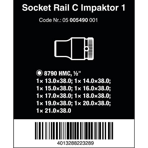 Wera Wera 05005490001 C Impaktor 1 Socket Spanner Insert Set 1/2 Inch Drive 9 Pieces, Black 1