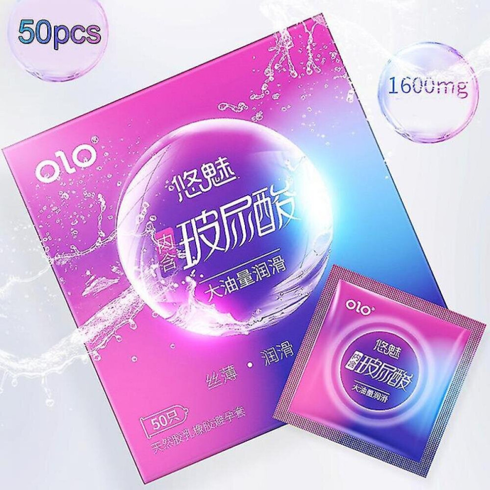 50pcs Hyaluronic Acid Condom Natural Latex Ultra Thin Soft Fit Flexible Strong Long Lasting Condom