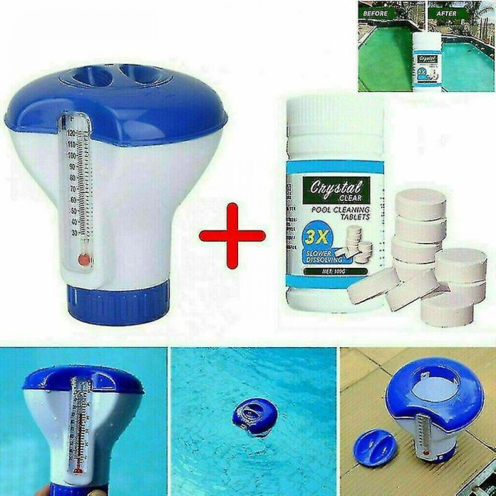 100g Tablets Pool Cleaning Tablet Floating Chlorine Hot Tub Chemical Dispenser