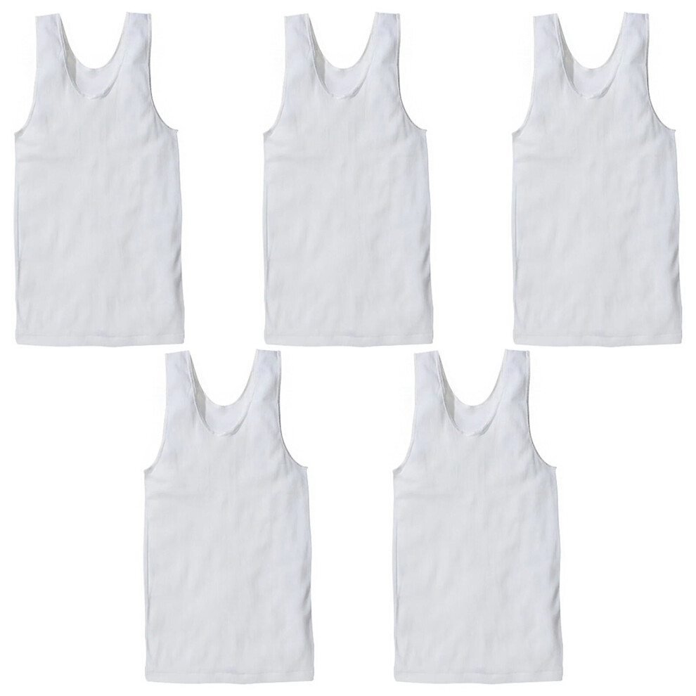 (20- XL - 105CM) Bonds 5 Packs White Mens Chesty Cotton Plain Singlet Vest Tank Top Undergarment M7WL