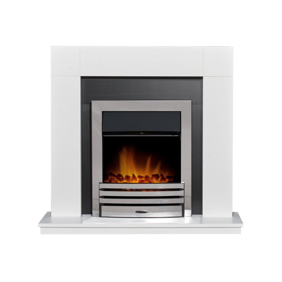 Adam Malmo Pure White & Black +Eclipse Electric Fire in Chrome