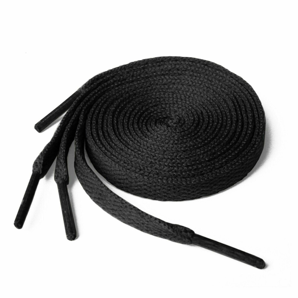 (Black) Flat Cotton Shoe Laces Shoelaces Football Boots Trainer Shoes