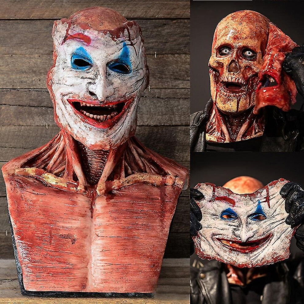 Double Layer Zombie Clown Bloody Skull Mask Halloween Creepy Masks Prop