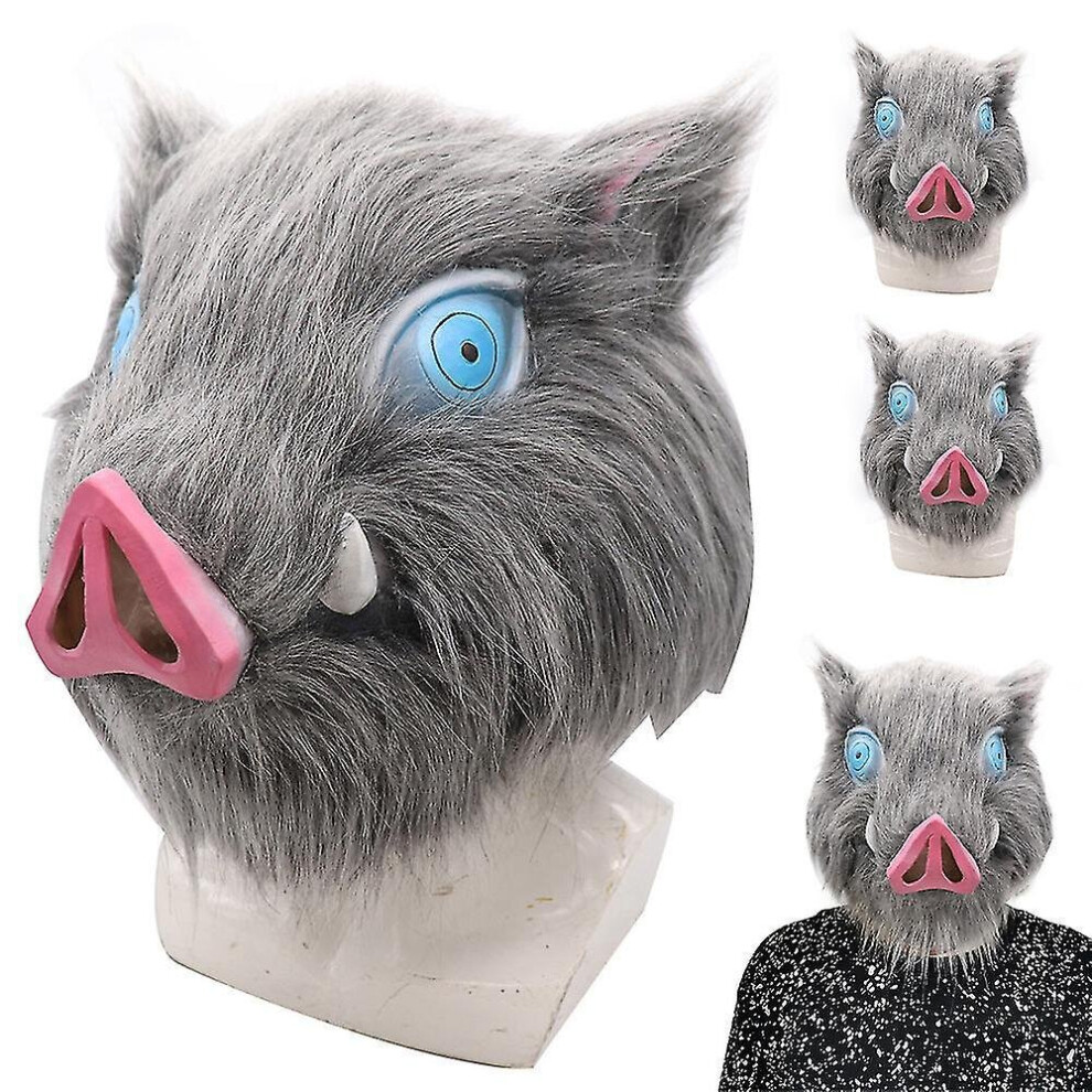 Hkhbjs Demon Slayer Hashibira Inosuke Cosplay Mask Halloween Party Fancy Dress Prop
