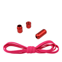 (Red ) 1 Pair Lazy No Tie Shoe Laces Metal Elastic Capsule Button Shoelaces