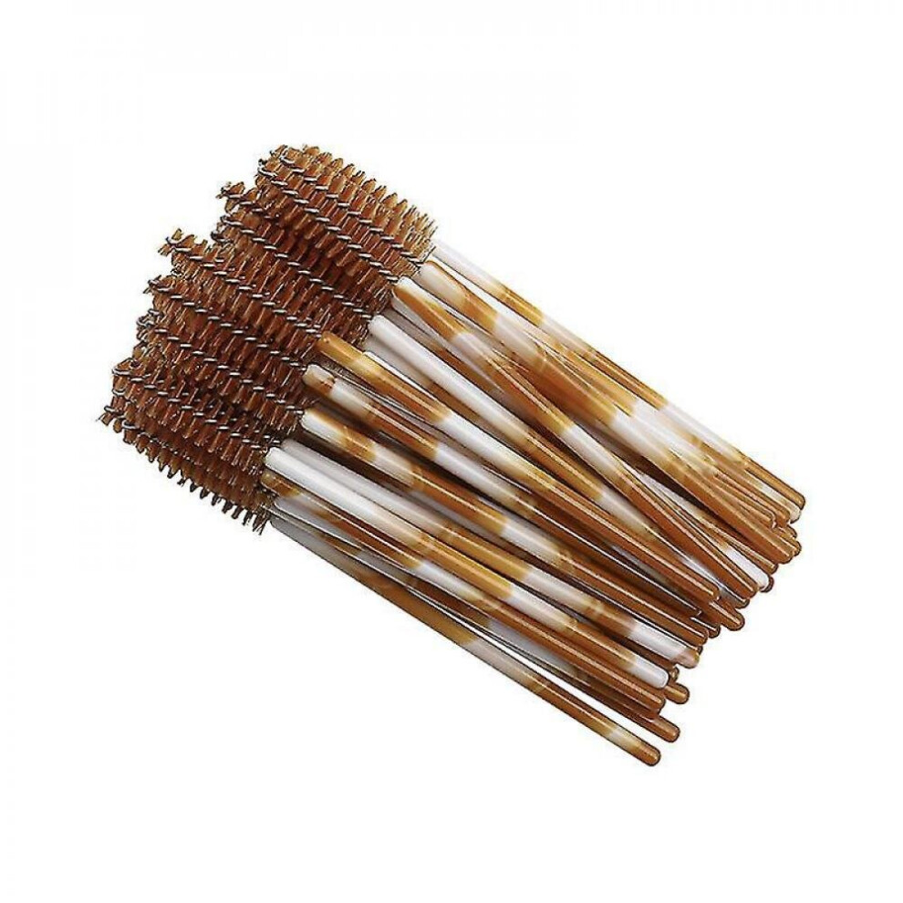Hkhbjs Brown 100Pcs Disposable Mascara Brush Stick, Double Color Rod Color Eyelash Roller Portable Nylon Eyelash Brush Eyelash Comb (Brown)