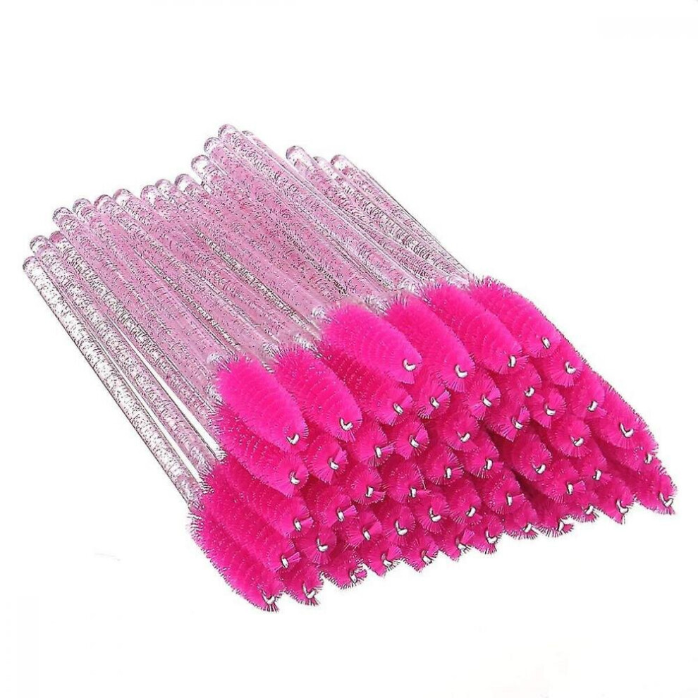 Hkhbjs Red 100 Pcs Disposable Crystal Mascara Wand Eyelash Brush Applicator Eyebrow Brush For Eyelash Extension Supplies (Rose )