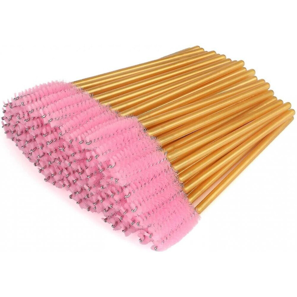 Hkhbjs Gold/Pink 100 Pcs Disposable Eyelash Brushes And Mascara Wands Eyebrow Makeup Tool