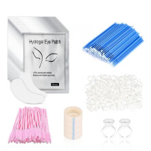 Eyelash Extension Kit Disposable Eyelash Mascara Brush Wand Cotton Swabs Glue Ring Holders