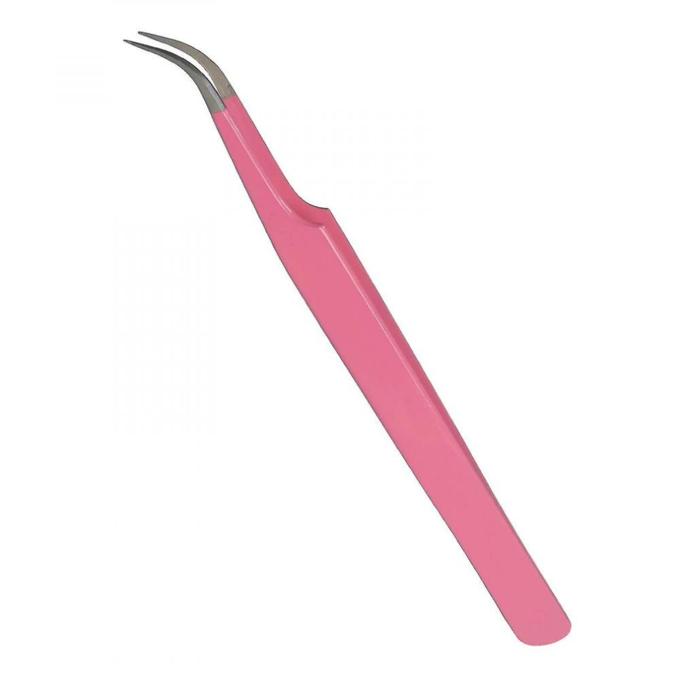 Hkhbjs Pink Professional Eyelash Extension Isolating Curved Tweezers