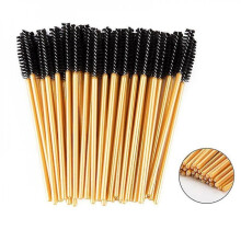 100 Pcs Disposable Eyelash Brushes Mascara Wand Applicator Colored Makeup Brushes Protable Eyelash Volume (gold Rod, Black Brush)